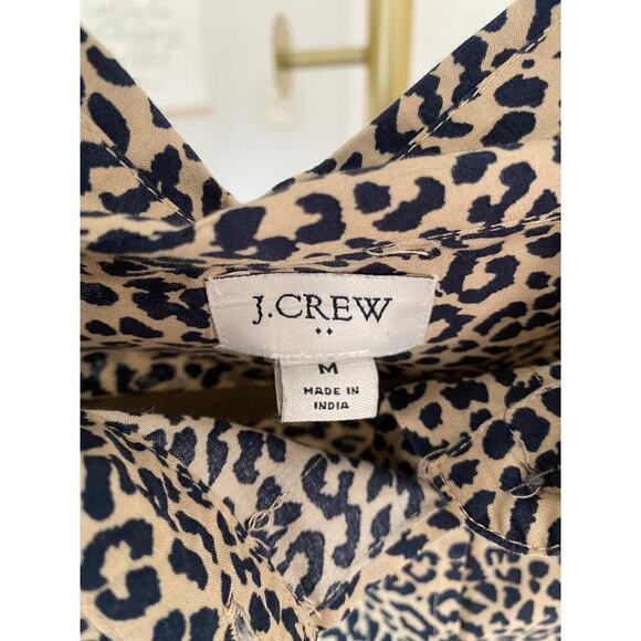 J Crew Leopard Print Blouse Button Up Shirt Long Sleeve Animal Preppy Business - Picture 5 of 6